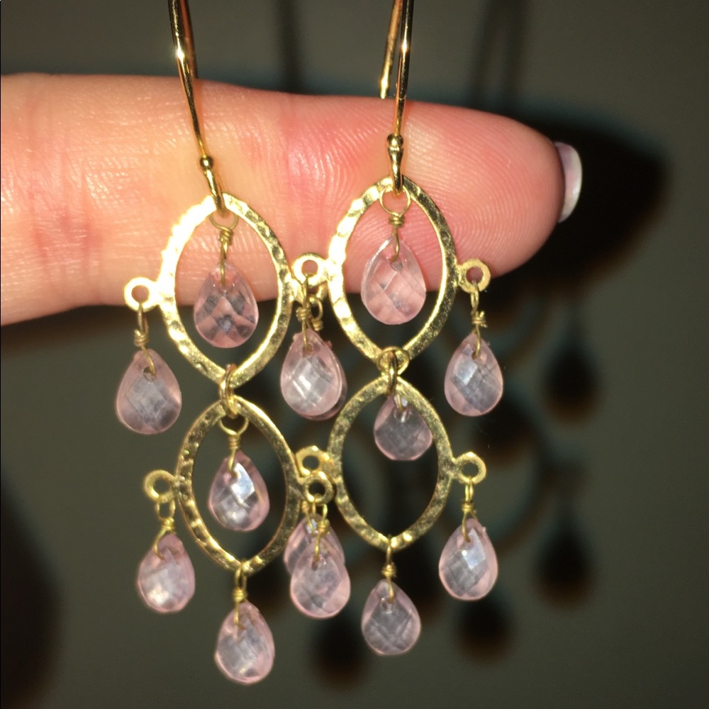 Anthropologie Pink Crystal Earrings